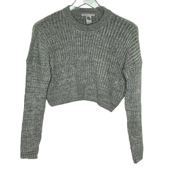Urban Outfitters S Womens Gray Crop Sweater Ribbed Crew Neck - Picture 1 of 9